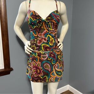 Victorias Secret 2 Piece 36B Tankini Swimsuit Set Paisley Print Swim L Skirt